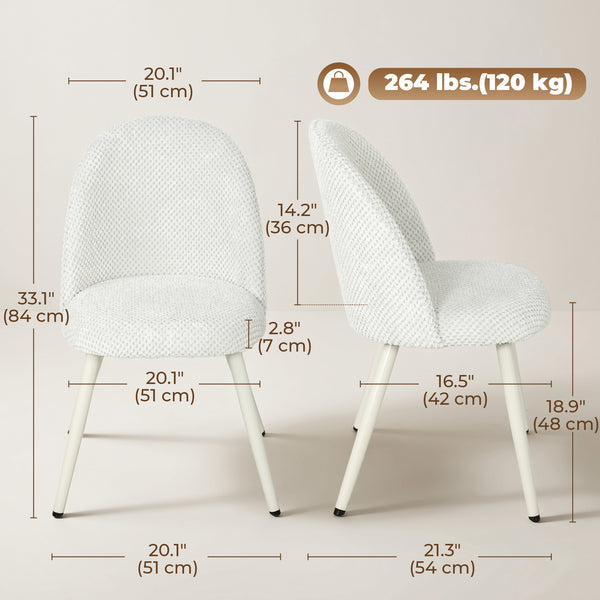 White velvet dining chairs – Set of 2