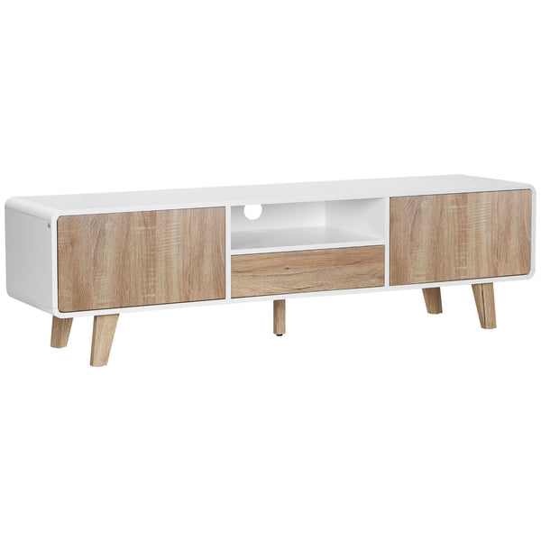 Modern TV stand for screens up to 72 inches with push-open drawer