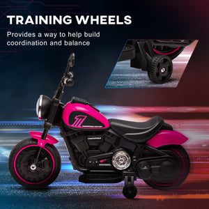 6V motorcycle with training wheels, pink 