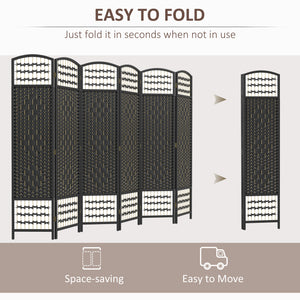 6-Panel Folding Room Divider in Corrugated Fiber, Black