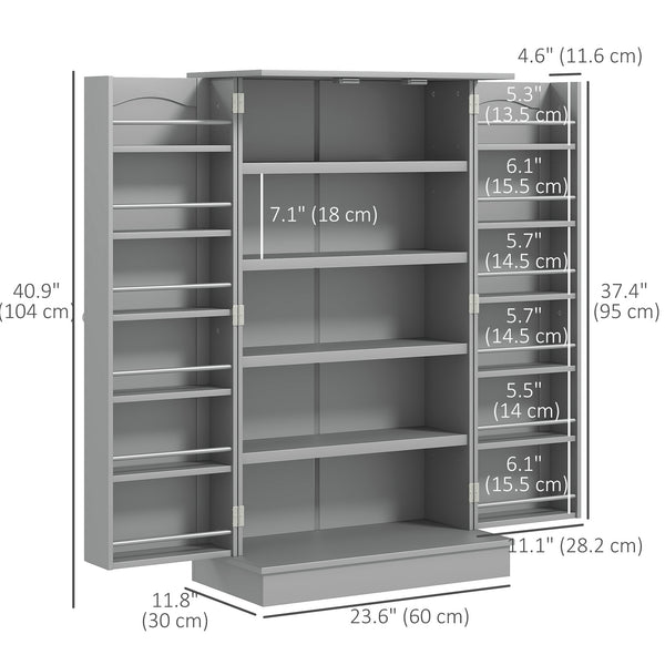 5-Tier Shelving Unit with 12 Spice Racks, Grey 