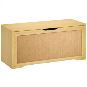 35.9 gal. storage chest with rattan front and soft-close lid – Oak