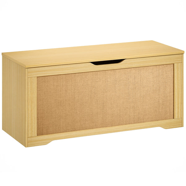 35.9 gal. storage chest with rattan front and soft-close lid – Oak