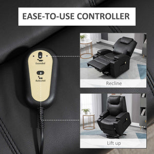 PU Leather Electric Lift Chair with Footrest, Black