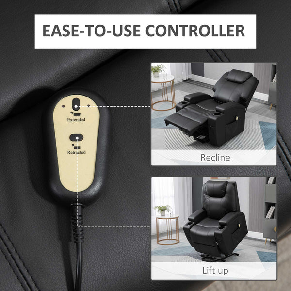 PU Leather Electric Lift Chair with Footrest, Black