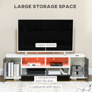 TV stand for TVs up to 60 inches with LED lighting, gray