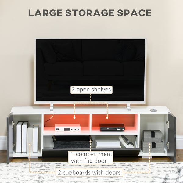 TV stand for TVs up to 60 inches with LED lighting, gray