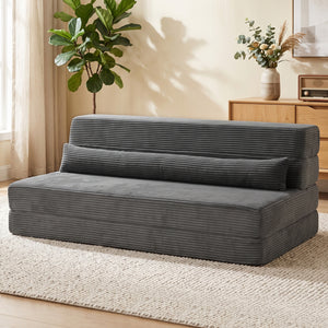 53.9" Dark Gray Corduroy Folding Floor Sofa