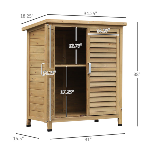 Wooden garden shed with 2 doors, natural
