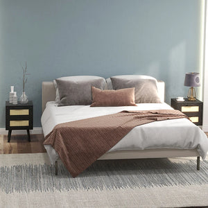 Set of 2 bohemian bedside tables with 2 drawers, black