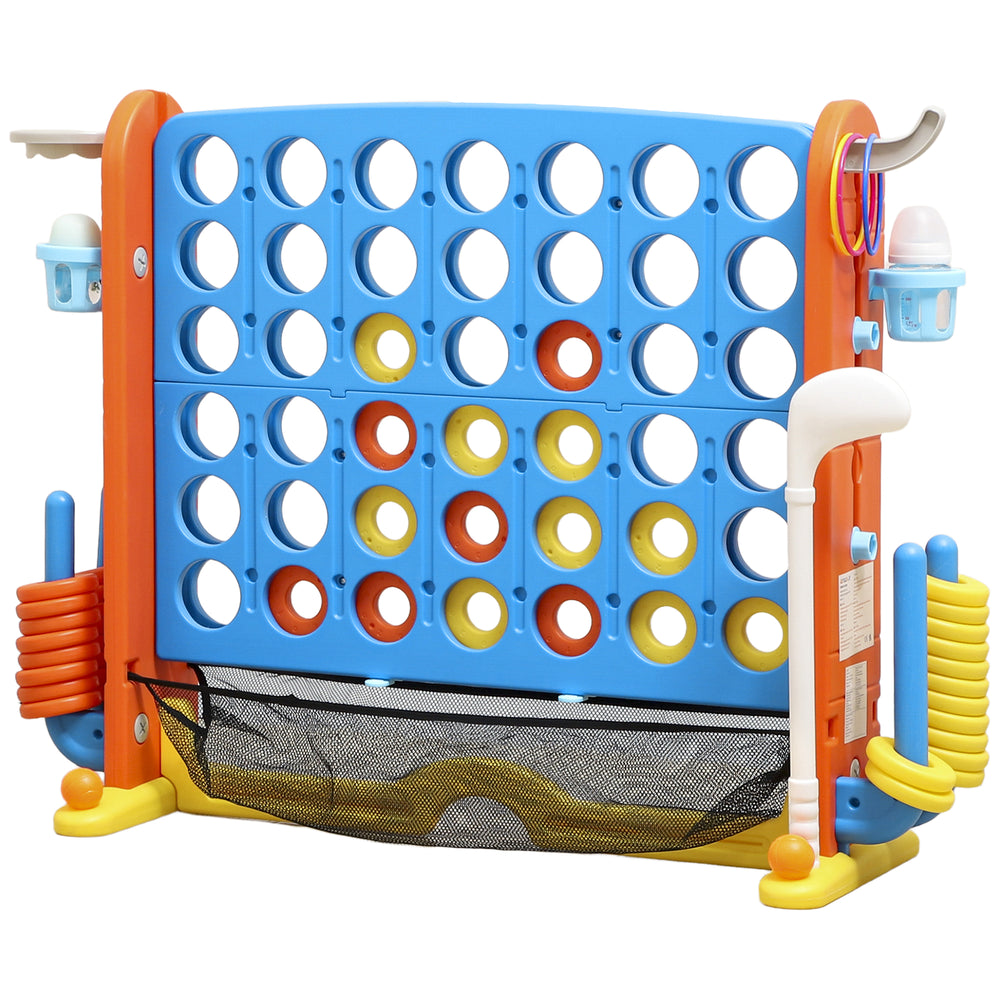 Giant Connect 4 game, 4 in 1 for children with basketball, ring toss and golf