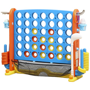 Giant Connect 4 game, 4 in 1 for children with basketball, ring toss and golf