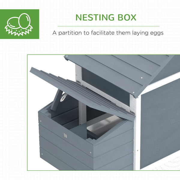 60" Wooden Chicken Coop with 2 Doors, Nest Box, and Removable Tray