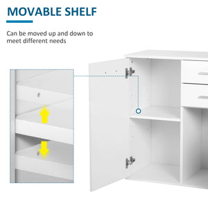 High gloss lacquered sideboard with 2 drawers and 2 doors, adjustable shelf, white