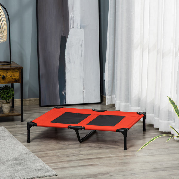 Elevated dog bed, red