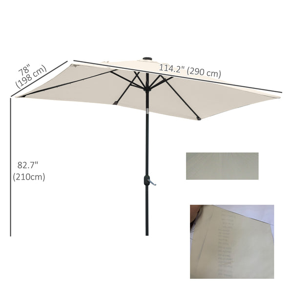 9.5-foot parasol with 22 solar LED lights and tilt, beige 