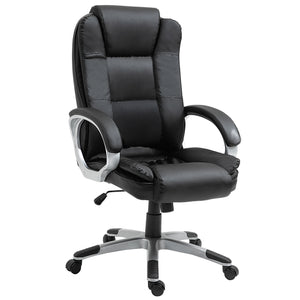 High-back office chair in PU leather with padded armrests