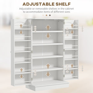 Storage cabinet with adjustable shelves and spice rack, white