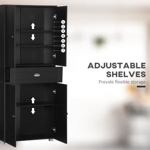 Modern storage unit with 4 doors and 3 adjustable shelves, black
