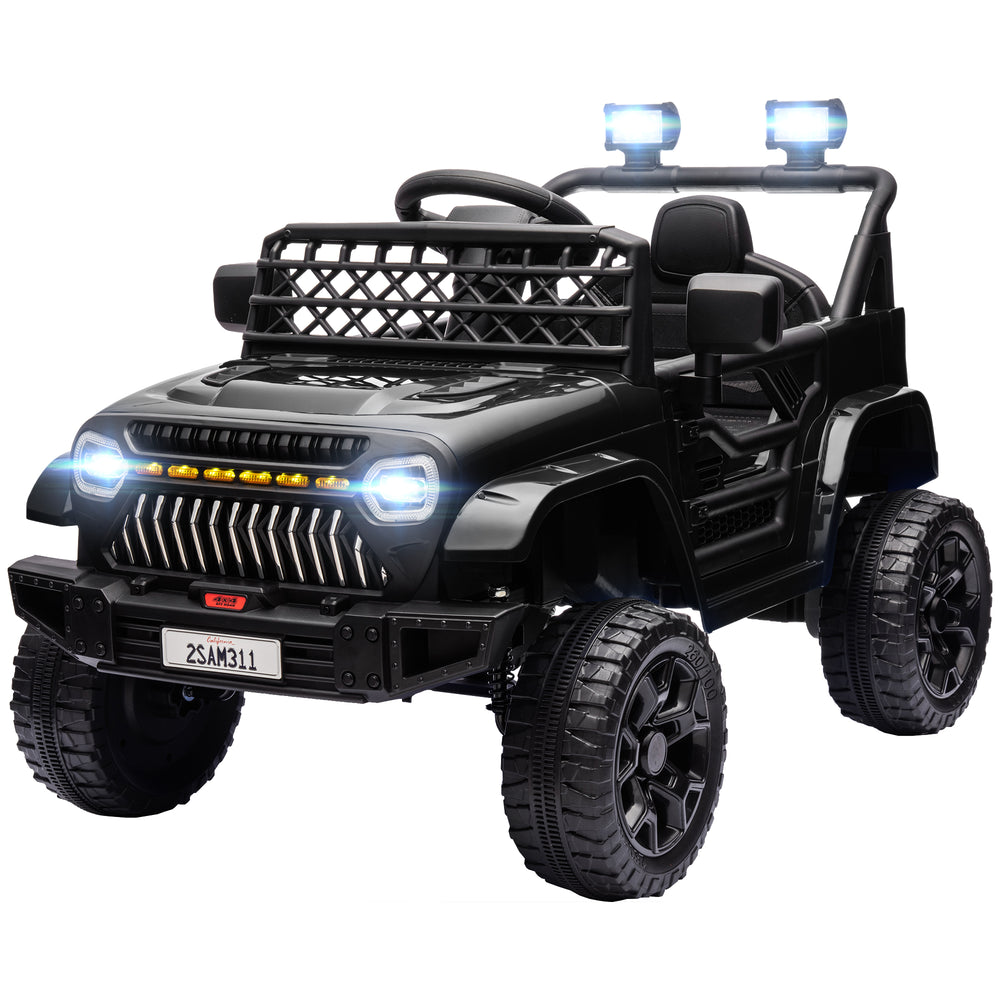 12V electric car with remote control and music, black