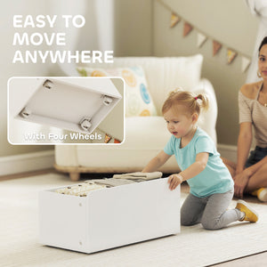 3-Tier Toy Shelf and Storage Unit with 6 Removable Bins and a Box for Children's Room, White