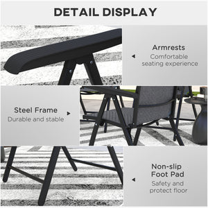 Set of 2 Outdoor Wicker Folding Chairs with Adjustable Backrest, Grey