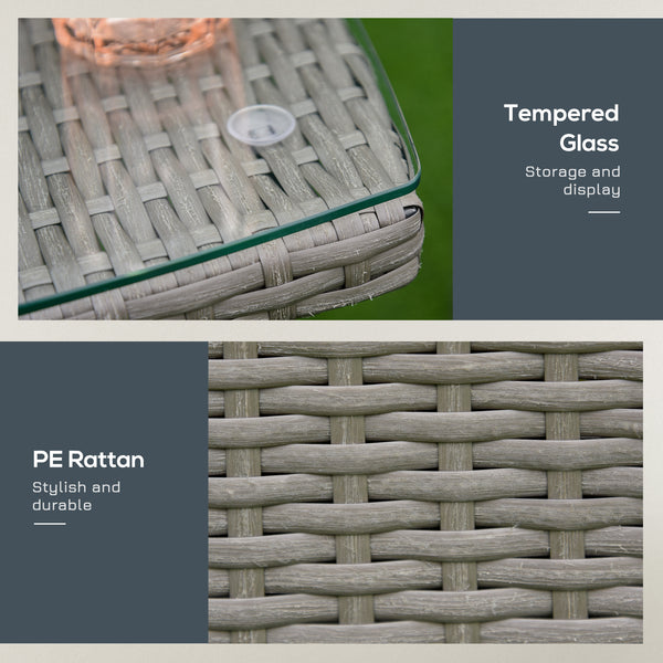 3-piece garden furniture set in woven resin, grey