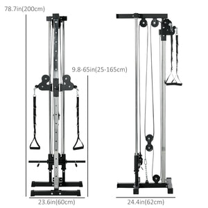 Wall-mounted dual pulley weight station, adjustable to 15 positions