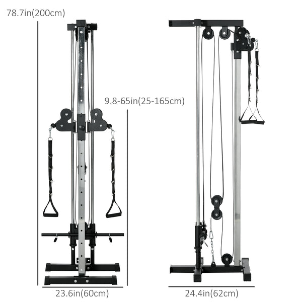 Wall-mounted dual pulley weight station, adjustable to 15 positions