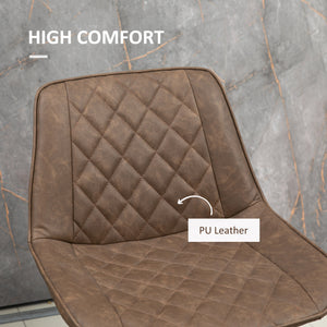 Set of 2 faux leather bar stools, brown