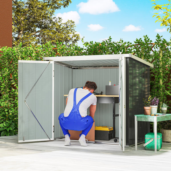 Metal garden shed with double doors, black