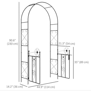 Metal garden arch with double gate, black