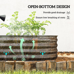 Galvanized raised planter with safety rim, black