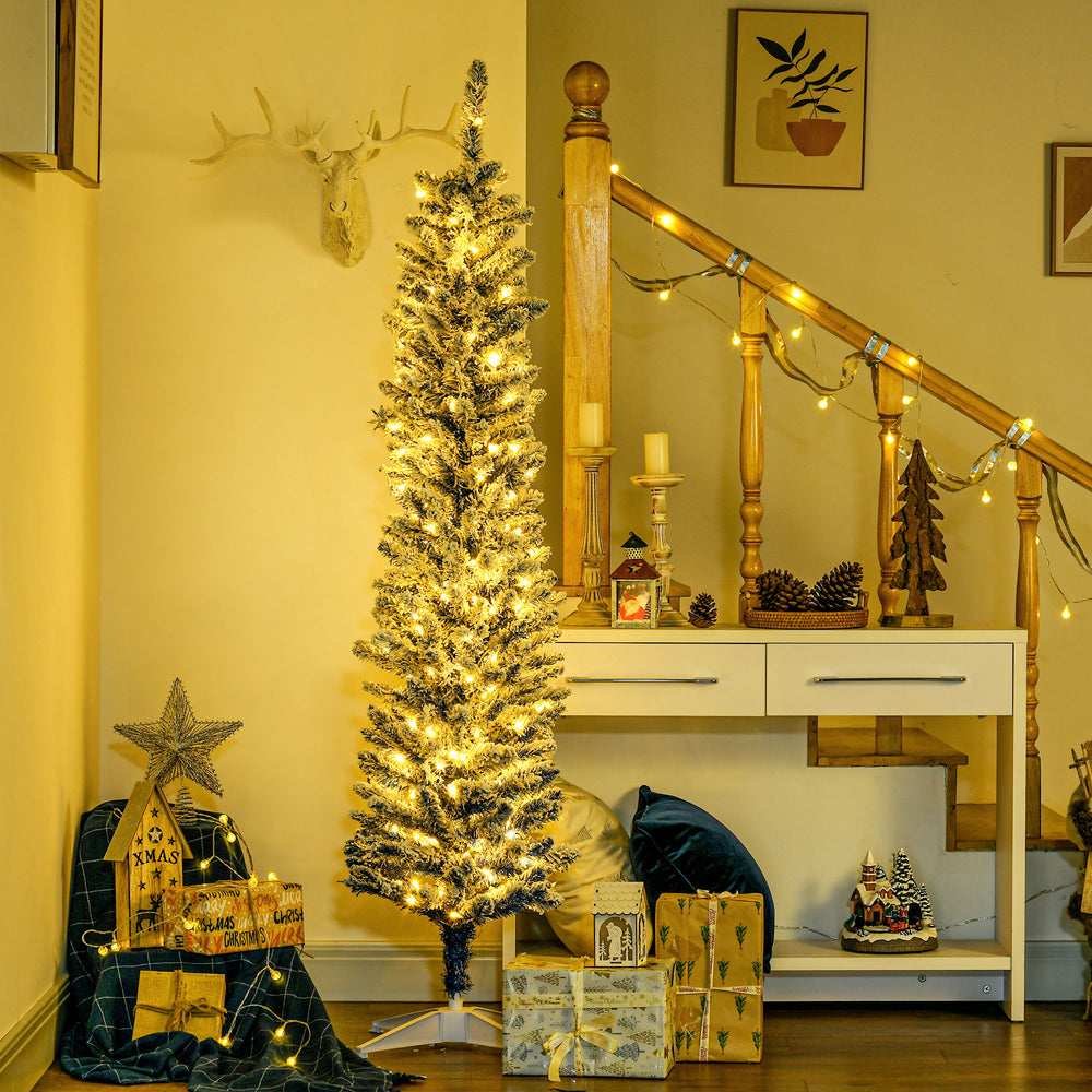 6ft Pre-Lit Frosted Artificial Christmas Trees