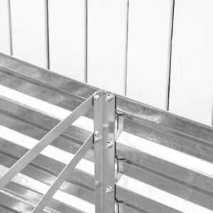 Galvanized raised planter with reinforced stakes, silver