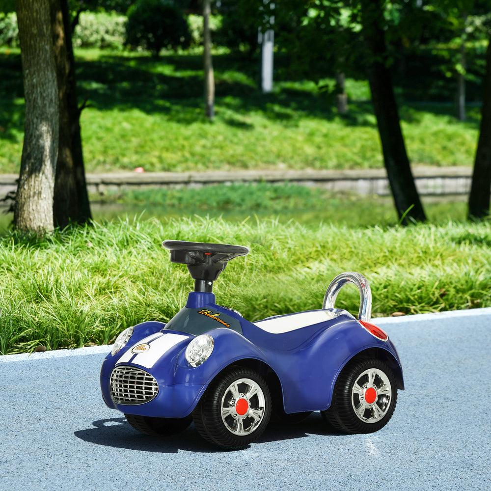 Toddler push car with music, horn, light, dark blue