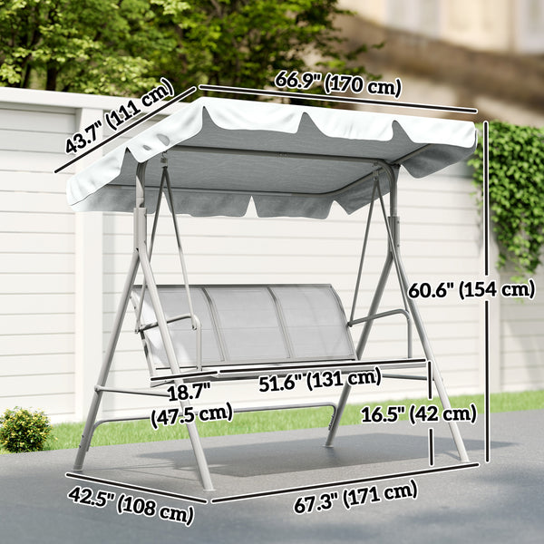 3-seater swing with canopy, light grey