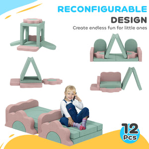 12-Piece Climbing Toys with Ball Pit (Balls Not Included), Green