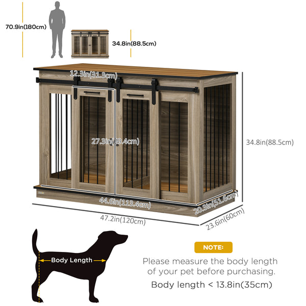Cage cabinet with divider panel, oak