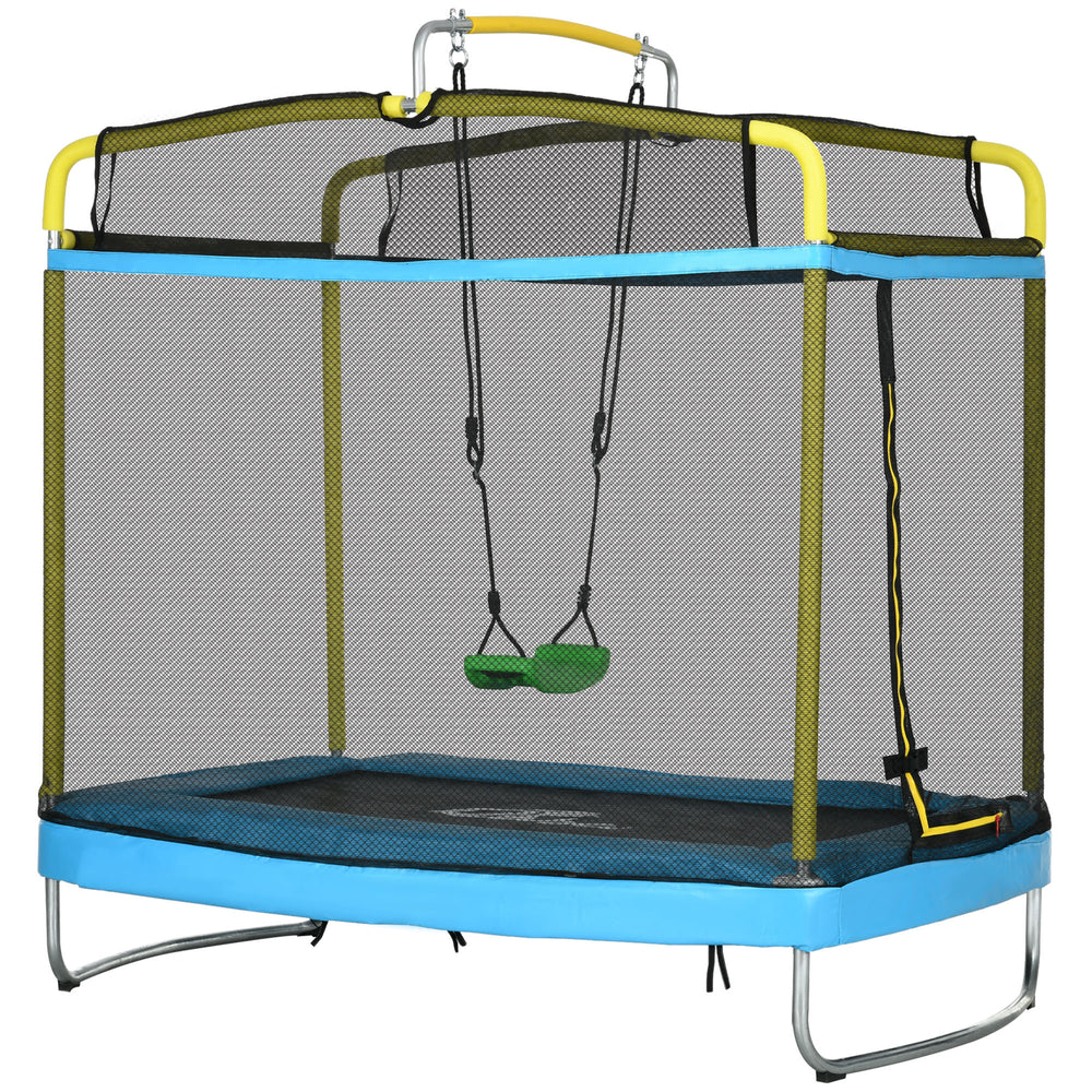 7ft Trampoline with Safety Enclosure, Gymnastics Bar and Swing