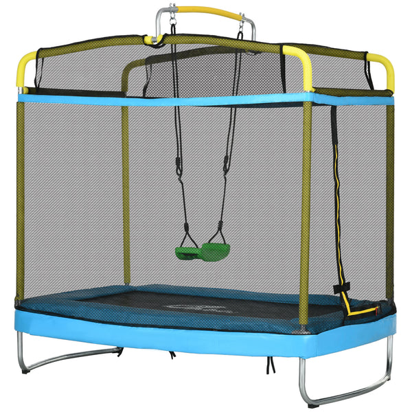 7ft Trampoline with Safety Enclosure, Gymnastics Bar and Swing