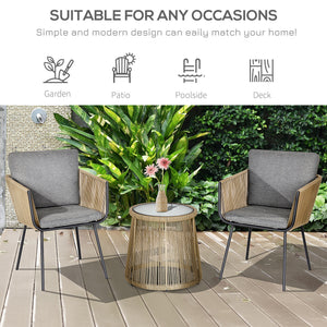 3-piece garden furniture set in woven resin, grey