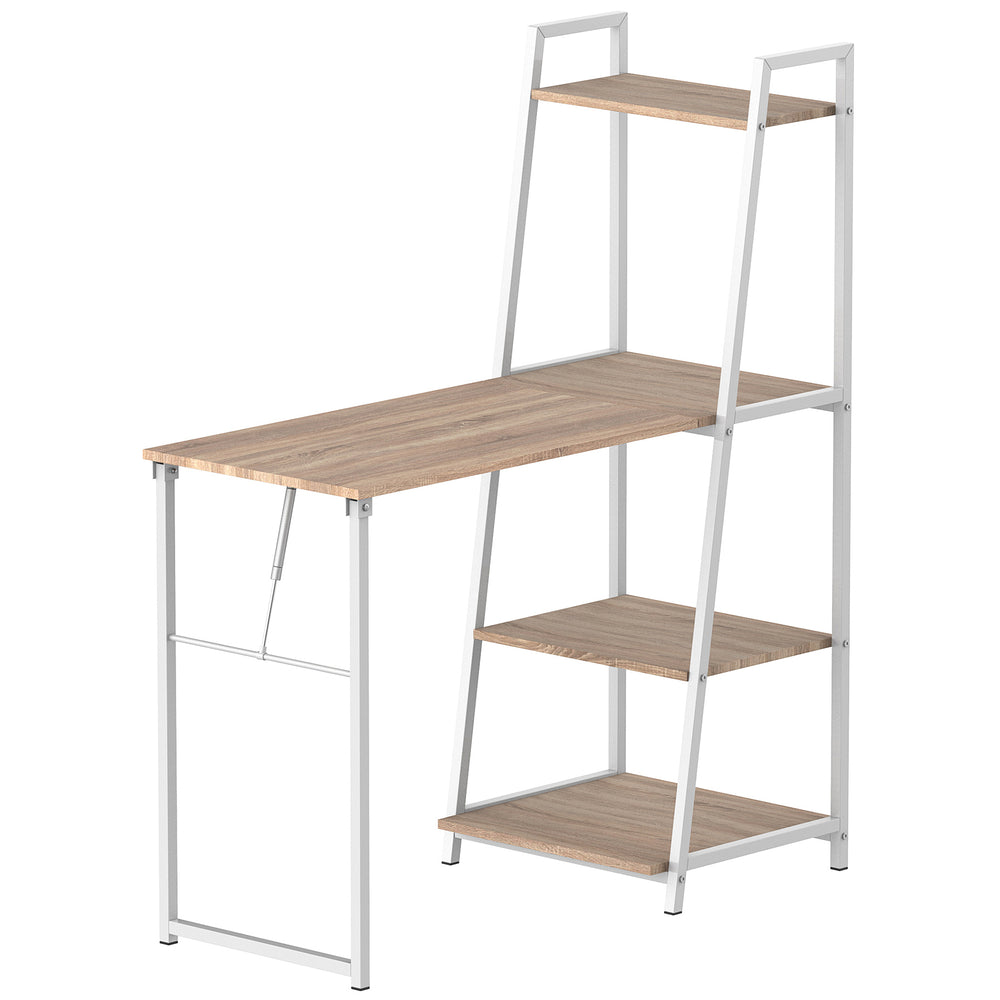 Computer Desk with Storage Shelves and Folding Top, White