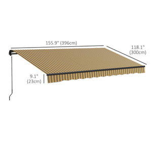 13 x 9.8 ft retractable blind, amber and dark gray 