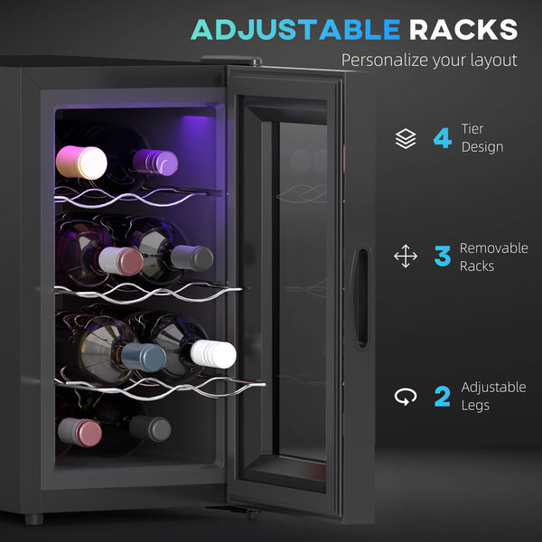 Quiet 8-bottle wine refrigerator with glass door and temperature control