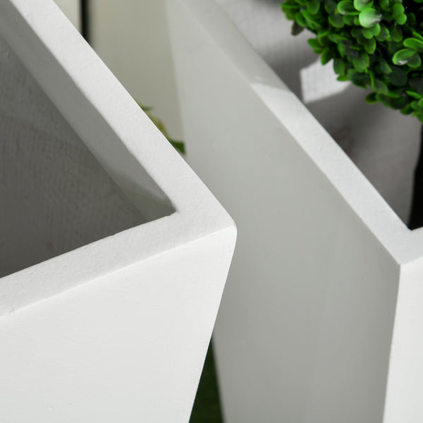 Set of 2 large flower pots with drainage holes, white