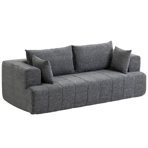 3-seater grey chenille sofa with thick seat and pocket springs, grey