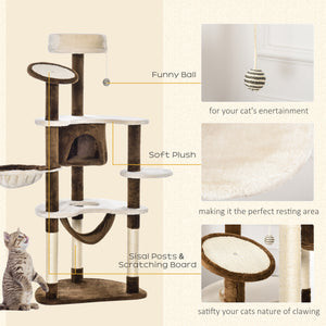 60-inch Cat Tree - Brown and Beige