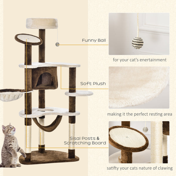 60-inch Cat Tree - Brown and Beige
