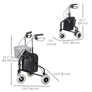 Upright Rollator Walker with Adjustable Handle Height, Black